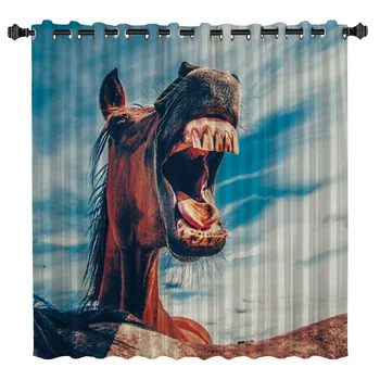 

Funny Design Animals Horse Window Treatments Curtains Valance Curtain Lights Blackout Curtains Bedroom Kitchen Outdoor Indoor