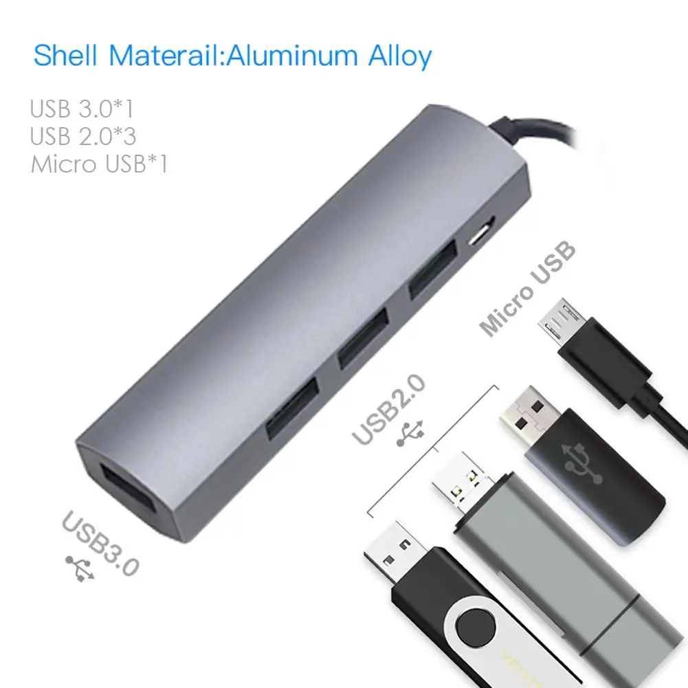 BEESCLOVER для ПК компьютер Мини Портативный USB адаптер 6 в 1 сплав четырех одном usb хаб