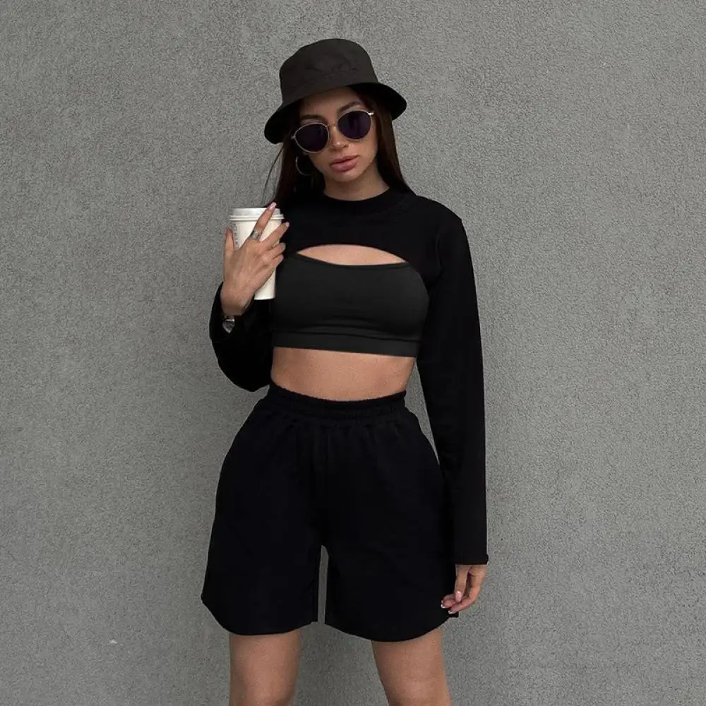 Summer Sexy Vacation Hoodies Sportswear Suit Three-Piece Suit Women Fitness Crop Top Workout Yoga Vest for Women Sweatshirt Set nike as men nike sportswear max 90 t vacation t1 fq6003 412