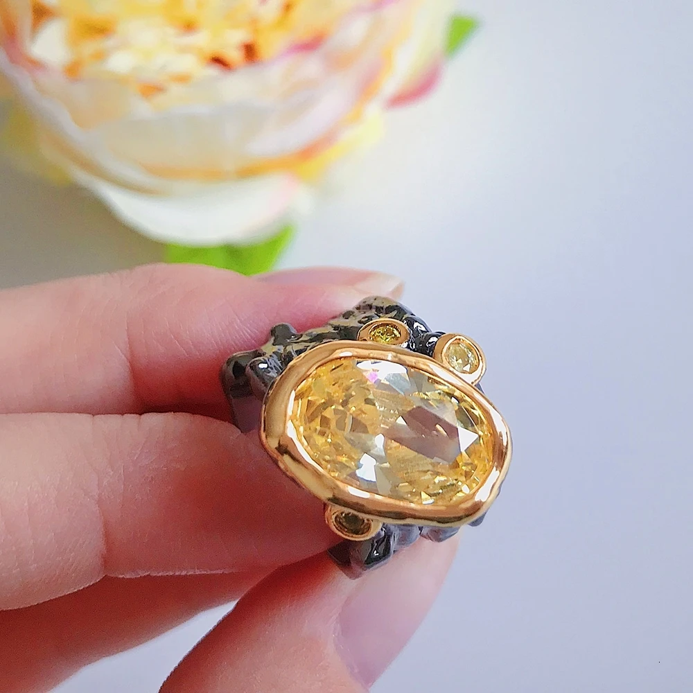 DreamCarnival1989 очень большое ослепительное Золотое циркониевое обручальное кольцо для женщин с неровной огранкой, готическое шикарное ювелирное изделие для свиданий WA11756