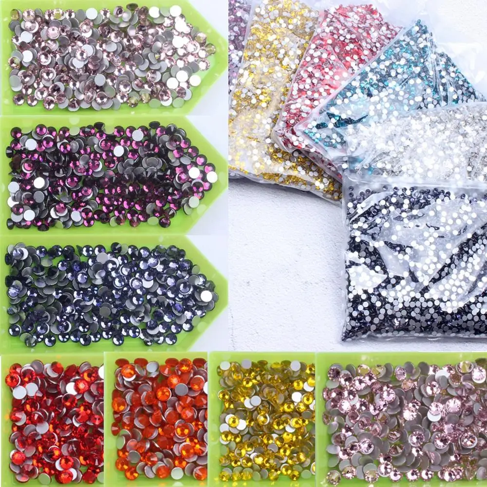 

Non Hotfix Crystal Rhinestones Many Colors SS3-SS34 For Decoration Flatback Round Glue On Strass Stones DIY 3D Nail Art Supplies