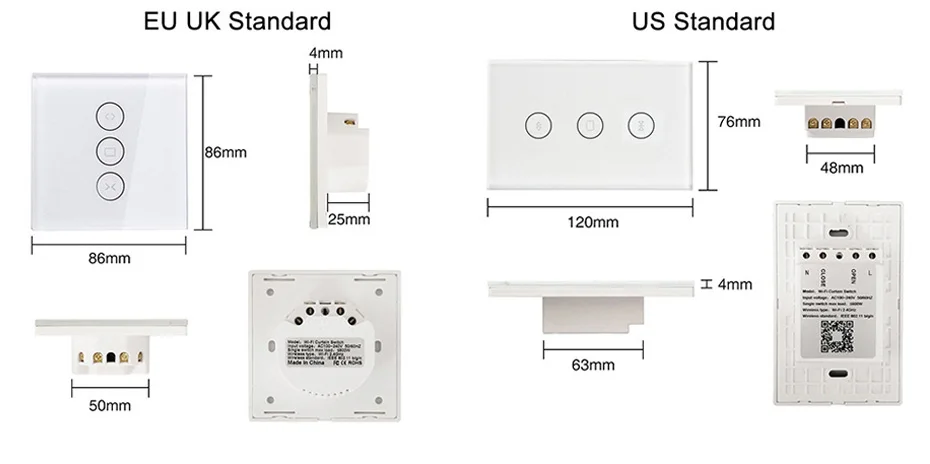 zigbee smart life curtain touch switch