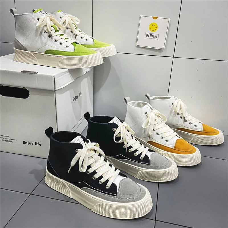 lineair evenaar Overdreven Lente Canvas Schoenen Mannen Hoge Top Enkel Sneakers Platform Mode Schoenen  2022 Voorjaar Nieuwe Mannelijke Canvas Vulcaniseer Witte Sneakers|Vulkanische  schoenen voor Mannen| - AliExpress