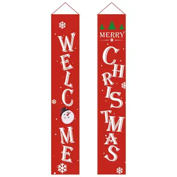 

2 Pcs Merry Bright Porch Sign Banner Door for Home Christmas Decorations