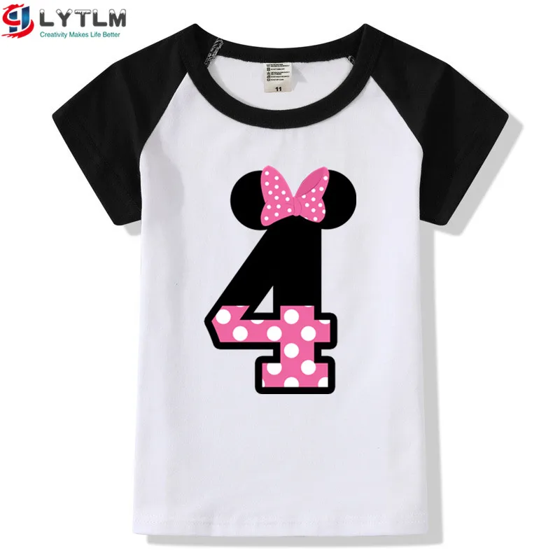 LYTLM одежда для малыша на 4 дня рождения, футболка для дня рождения, Enfant Fille, детские футболки с буквенным принтом, топы для маленьких девочек
