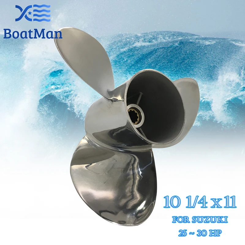 

Outboard Propeller 10 1/4x11 For Suzuki Engine 20HP 25HP 30HP Stainless steel 10 splines Outlet Boat Parts 99105-00600-11P