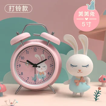 

Silent Small Cartoon Children Alarm Clock Girls Cute Night Light Alarm Clock Modern Creative Bedroom Wecker Home Decor OO50AC