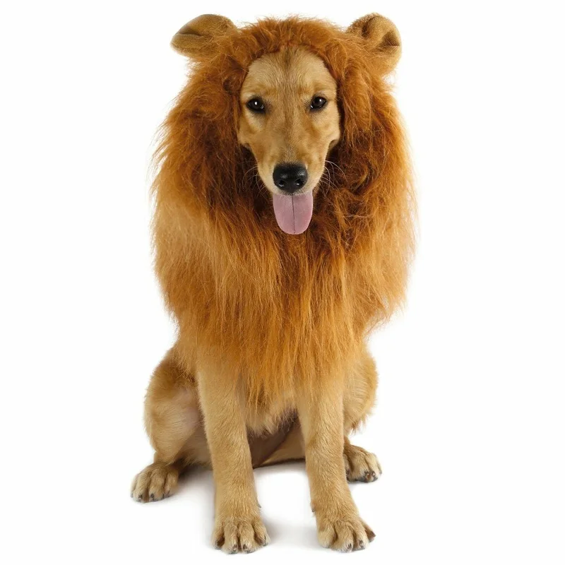 4 цвета домашнее животное костюм льва грива парик/уши для большой собаки Хэллоуин одеть нарядное платье