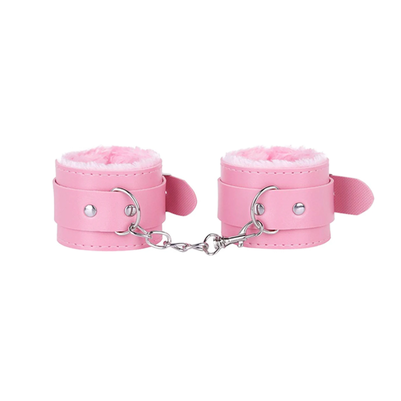 Fluffy Leather Wrist Handcuffs Bracelet Leg Ankle Cuffs Detachable Adjustable Leash Chain for Women Cosplay Party Costume Jewelry Gift