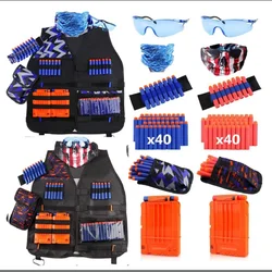 Kits de chaleco táctico para pistolas n-strike Elite Series con bolsa de dardos de recarga, Clip de recarga, máscara de gafas protectoras de bala de espuma