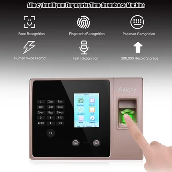 

Aibecy Biometric Fingerprint Time Attendance Machine with HD Display Screen Support Face Fingerprint Password Multi-language