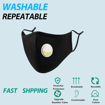 

Washable reusable 5-layer protective maskmask protective mask with valve filter Replaceable filter Activated Carbon Filter