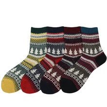 Толстые вязаные шерстяные носки с принтом для женщин и девочек яркие винтажные модные дизайнерские носки до середины голени высокого качества