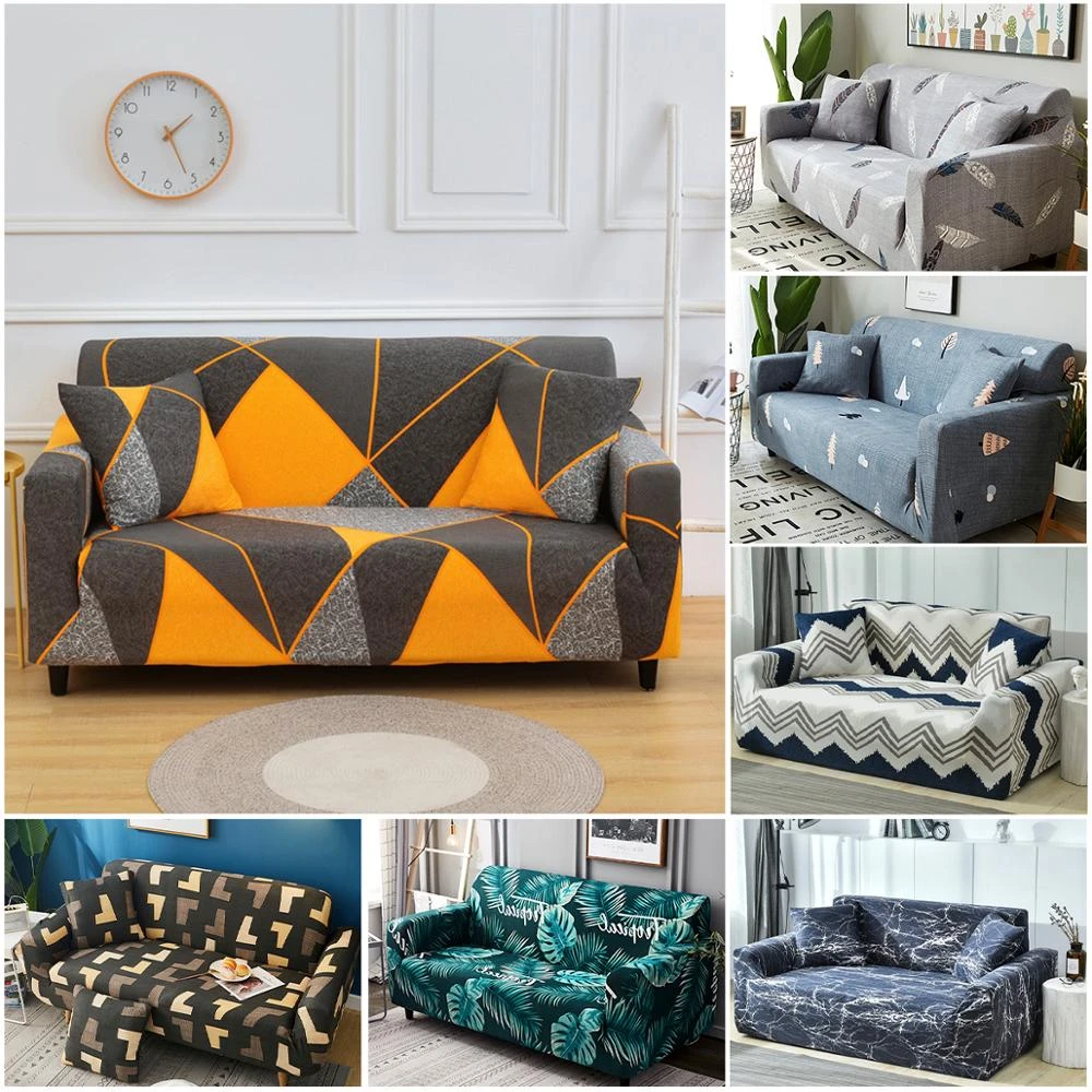 Polyester Stretch L Shape Sofa Cover For Living Room Couch Geometric Yellow Sofa Cover 1 2 3 4 Seater Modern Elastic Slipcover Sofa Cover Aliexpress