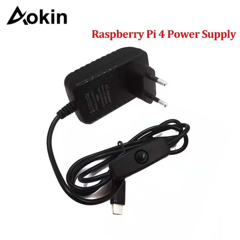 USB адаптер питания с выключателем 5 В 3 А для Raspberry Pi 4|Аксессуары демонстрационных