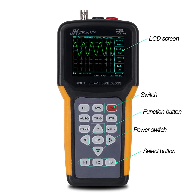 Мини Портативный цифровой осциллограф+ мультиметр 2 канала 20 МГц осциллограф пропускная способность Ручной осциллограф JDS2012A