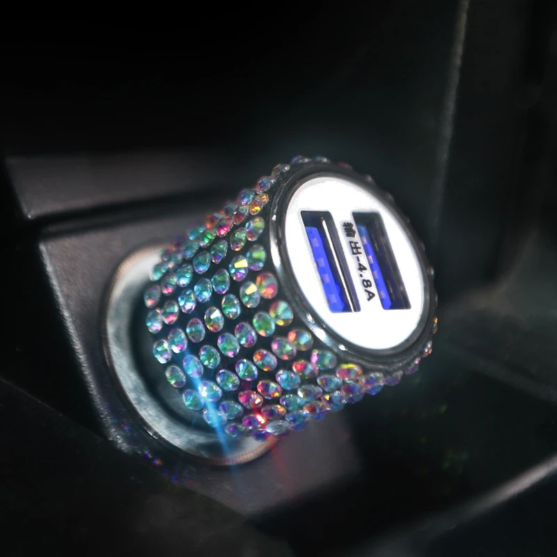 Горный хрусталь USB Автомобильное зарядное устройство для мобильного телефона планшет gps быстрое зарядное устройство автомобильное зарядное устройство двойной USB Автомобильное зарядное устройство в автомобиле украшения