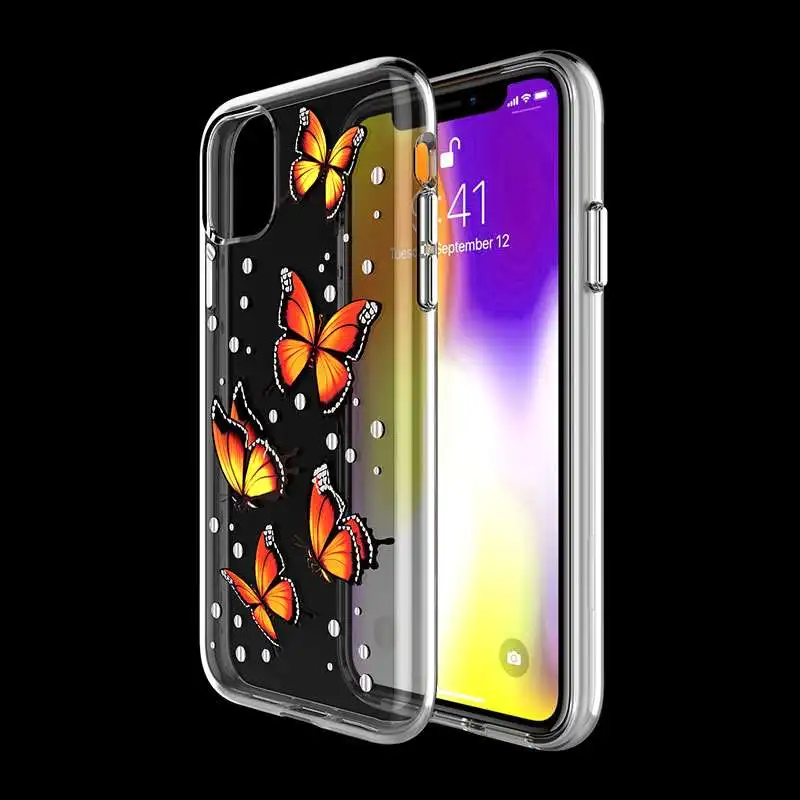 

Real Pressed Dried Flowers Butterfly Phone Case for iPhone 11 Silicon TPU Clear Floral Cover Cases for iPhone 11 Pro/11 Pro Max