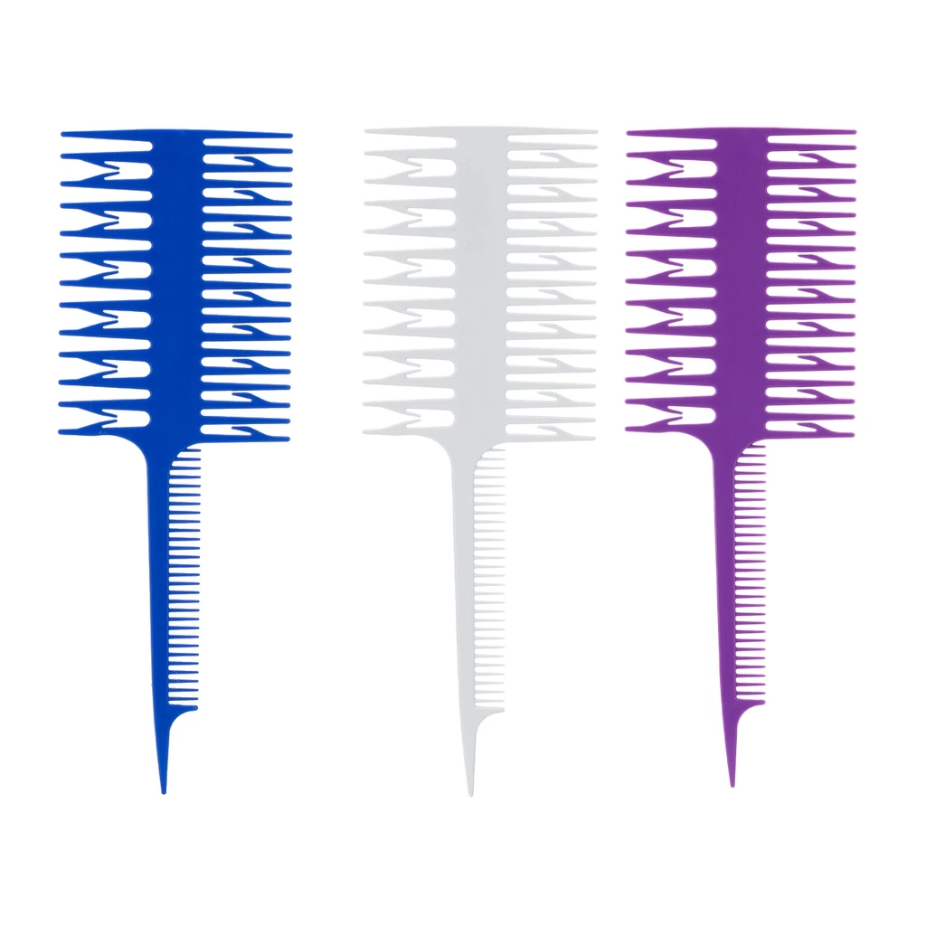 3 Way Weave Balayage Dyeing Highlighting Microbraiding Sectioning Hair Comb Hair Dye Comb Foiling Comb for Salon Barber 3 Way Weave Balayage Dyeing Highlighting Microbraiding Sectioning Hair Comb Hair Dye Comb Foiling Comb for Salon Barber