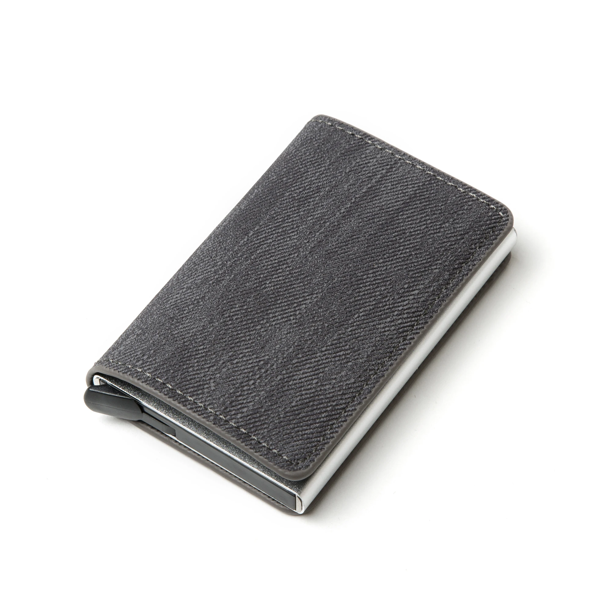 BISI GORO, высококачественный мужской кошелек, сумка для денег, мини кошелек, винтажный, автоматический, алюминиевый, Rfid, кошелек для карт, маленький, тонкий, Умный кошелек - Цвет: Gray YM003