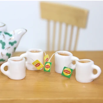 

2pcs Miniature Food Drink Tea 1:12 Dollhouse Miniature Doll Food for BJD Kitchen Drinks Green Tea Cup DIY Doll House Accessories