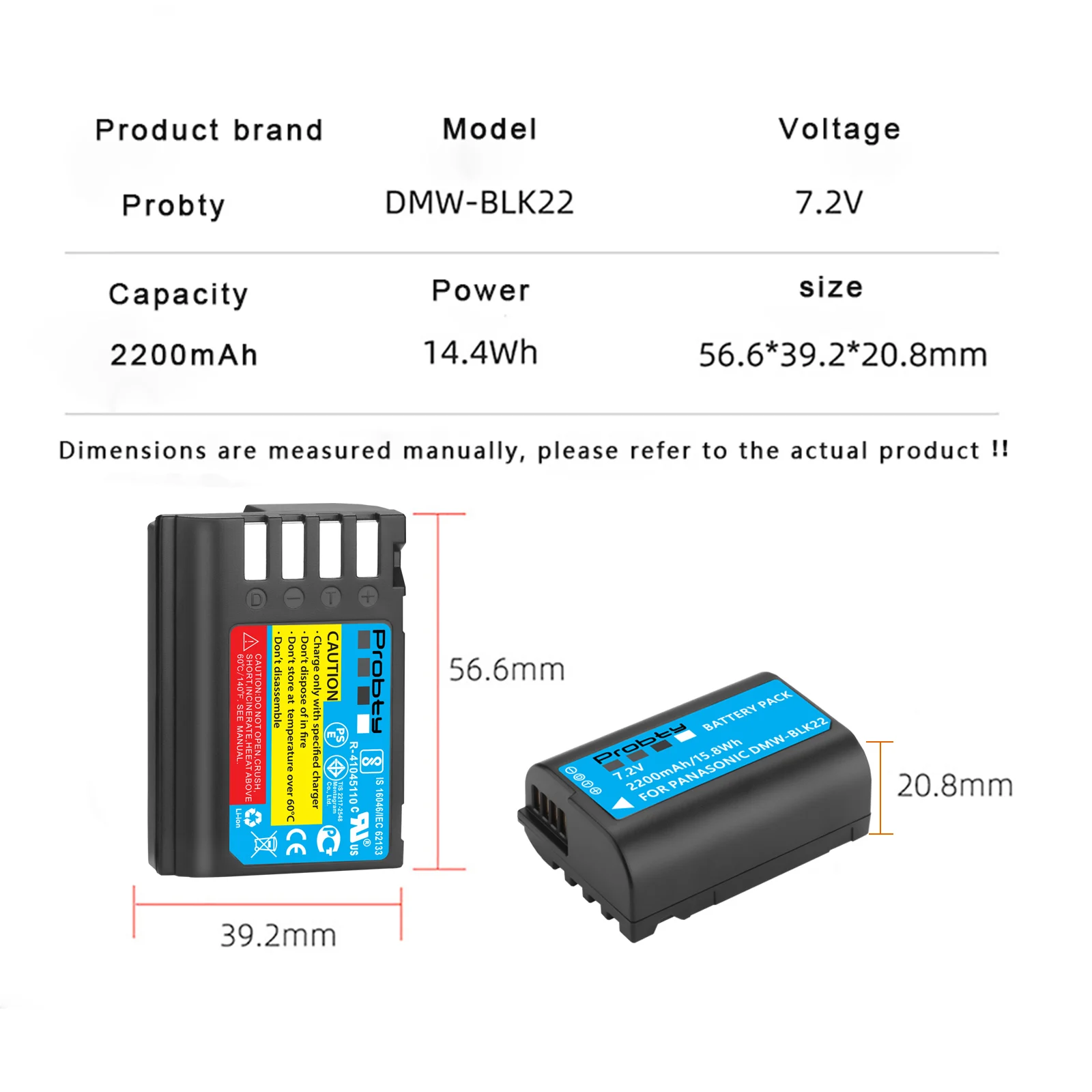 For Panasonic DMW-BLK22 DMWBLK22 BLK22 Battery For Panasonic LUMIX DC-S5  DC-S5K