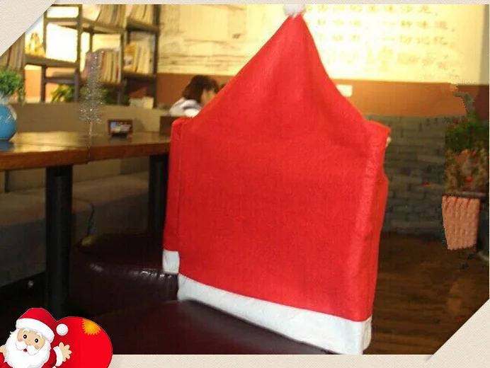

4pcs Xmas Santa Clause Red Hat Chair Back Cover Christmas Dinner Table Party Dec Banquet Chairs Christmas Decorations For Home