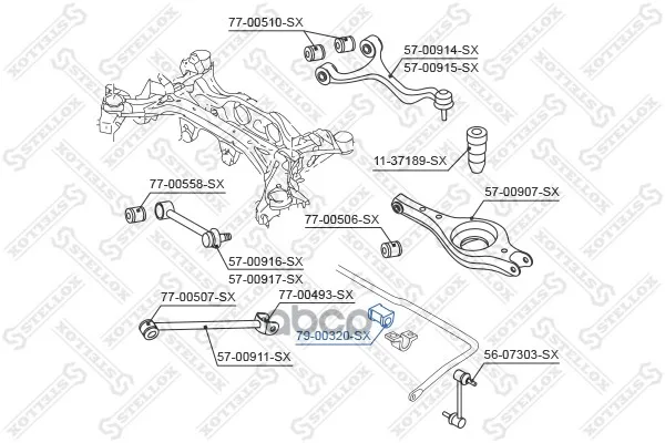 79-00320-Sx_втулка Стабилизатора Заднего! Hyundai Santa Fe Ii/Ix55 All 06 Kia Sorento 09 Stellox арт. 7900320SX |