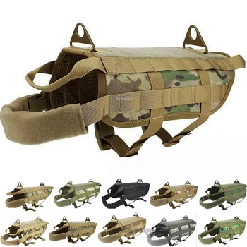 

Camouflage Tactical Patrol Dog Vest Military 1000D Nylon Molle Police Dog Training Vests Hunting Pet Clothes Harness S-XL