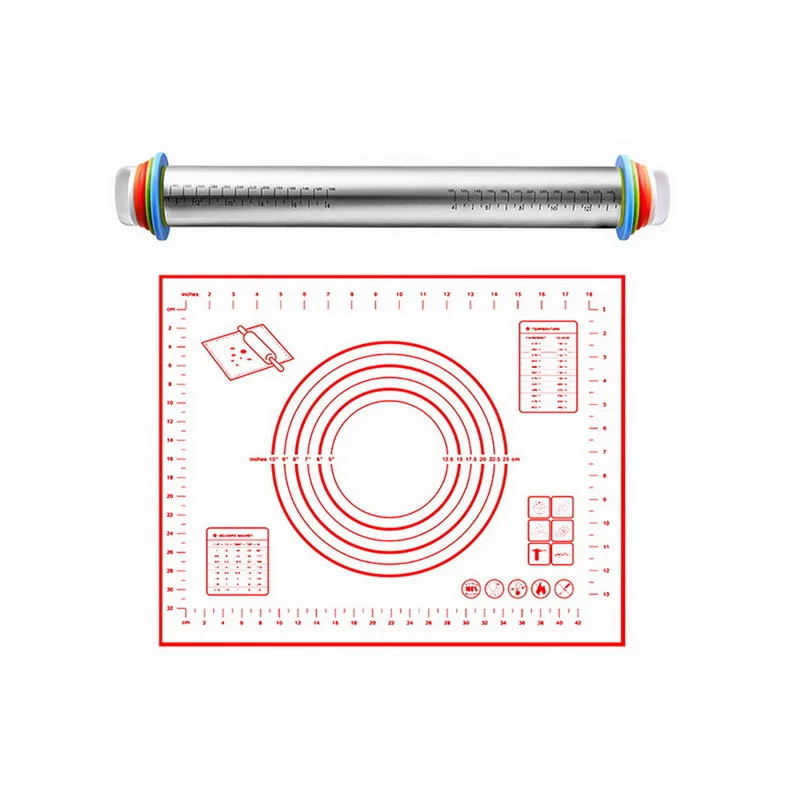 Скалка для теста ролик с 4 съемными регулируемыми толстыми кольцами кондитерский коврик для выпечки теста, пиццы пирог выпечка печенье