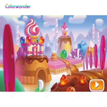 

Creative Fantasy Sugar Berry Castle Paradise Baby Shower Photography Backdrop Photographic Backgrounds For Photo Studio Vinyl