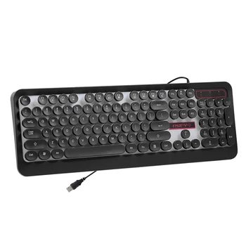 

USB Wired Gaming Keyboard Steampunk 104 keys Keyboard Backlit Retro Round Keycap Metal Panel 104 Keys gamer for PC Laptop