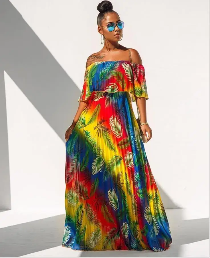 2019 новый стиль африканская женская одежда Дашики модный принт эластичная ткань с длинными рукавами платье супер