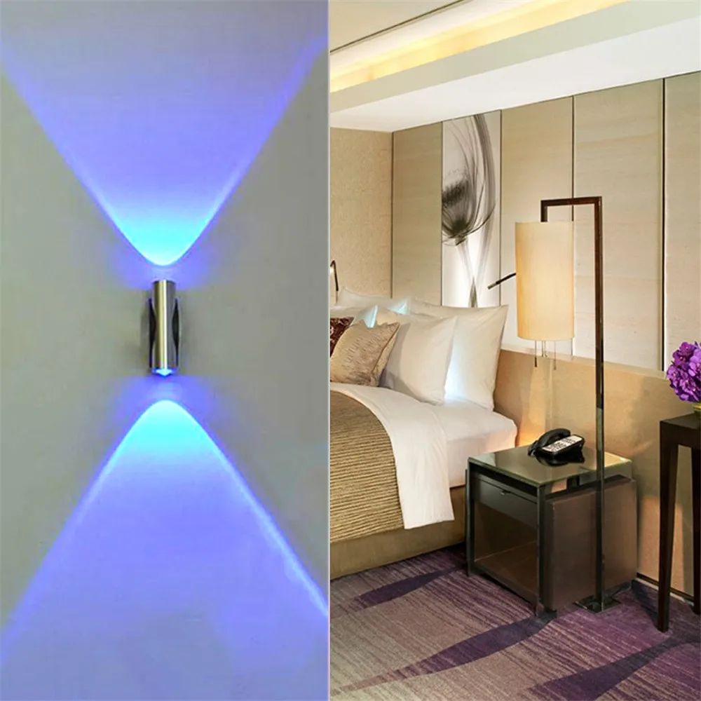 Двухголовый светодиодный светильник для спальни синий алюминиевый настенный светильник для дома Бра люсис привело Decoracion бар KTV крыльцо настенный потолочный светодиодный светильник