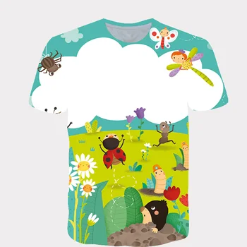 

2020 Summer Fashion Unisex 3D Print T-shirt Children Boys Short Sleeves Tees Baby Kids Polyester Tops For Girls Clothes 4~14T