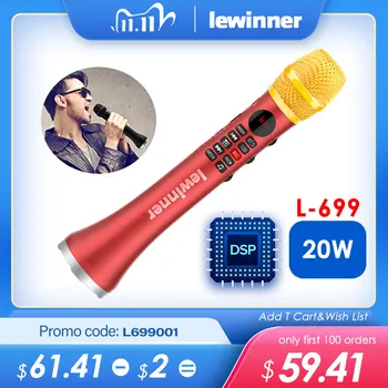 

Lewinner L699 Professional 20W mic Portable Wireless Bluetooth Karaoke Microphone Speaker Home KTV Dynamic Microphone studio