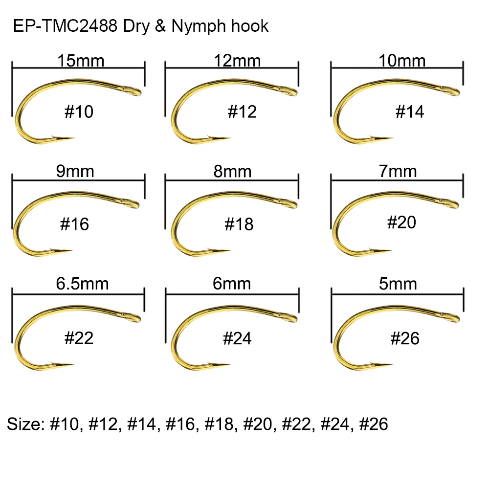 Eupheng 100 шт. Nymph сухой стример мокрого рыболовного крючка мокрого рыболовного крючок под стример кованые бронзовые Крючки для ловли нахлыстом