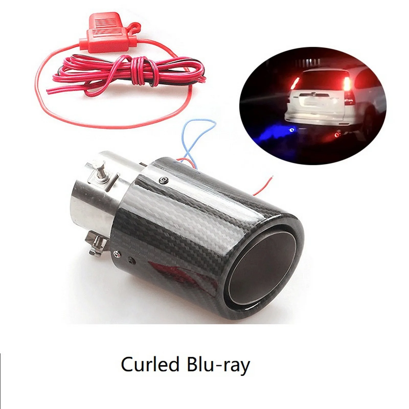 Universal Car Led Exhaust Muffler Tip Pipe Red/blue Light Flaming