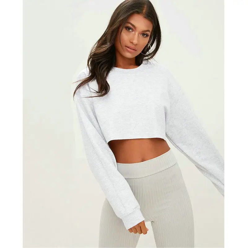 

New Fashion Elegant Streetwear Womens Casual Long Sleeve Jumper Sweater Crop Top Pullover Tops