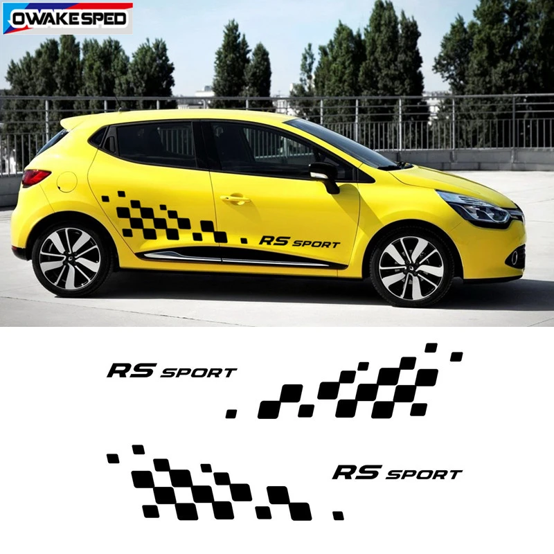 車のドアサイド装飾ステッカーrsスポーツストライプレース格子グラフィックビニールデカール用車体カスタマイズされたステッカー 車のステッカー Aliexpress