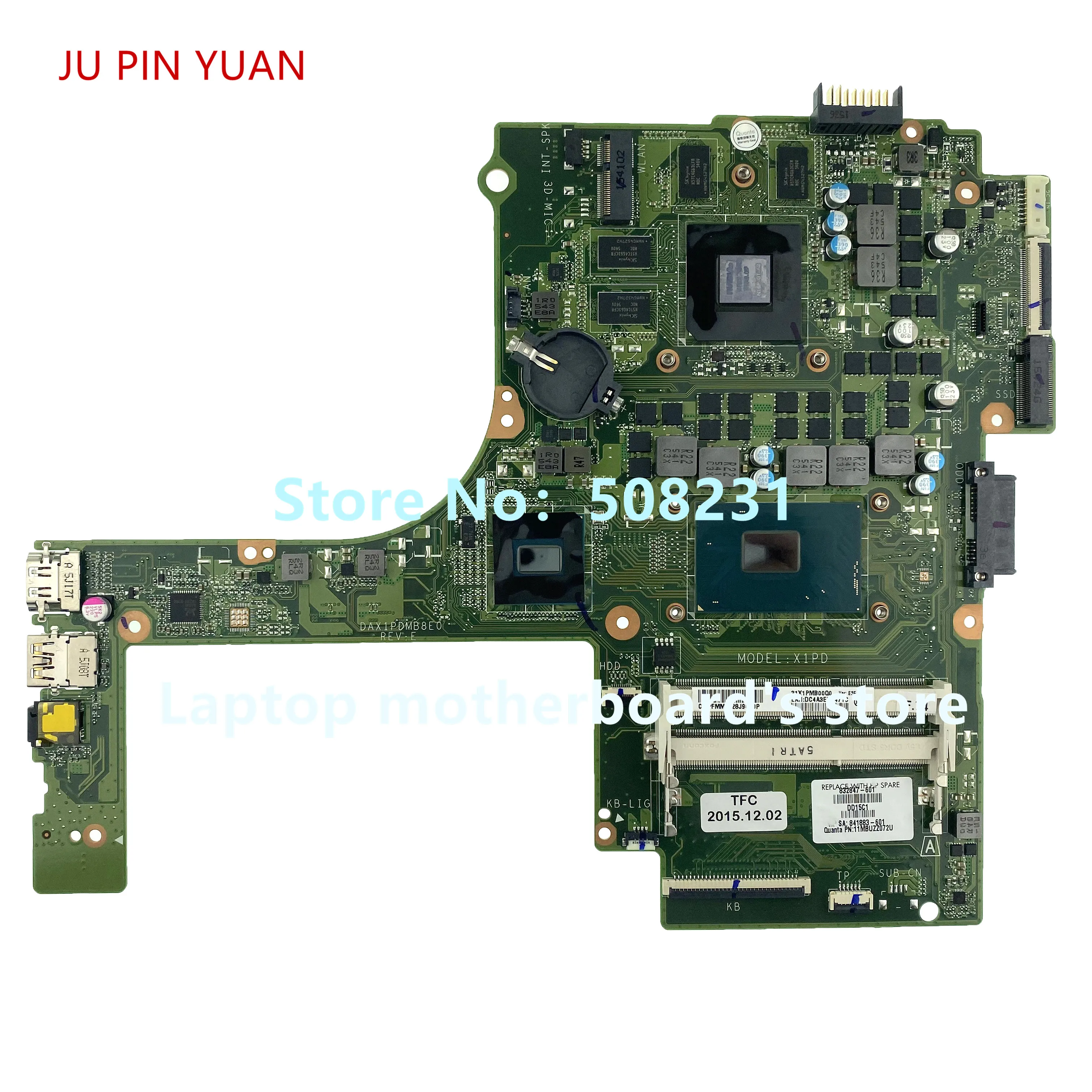 JU PIN YUAN 832847-601 832847-501 DAX1PDMB8E0 For HP Pavilion Gaming Notebook 15-ak 15T-K Laptop Mo