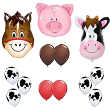 1 Набор, 44*64 см, воздушные шары с головой коровы, тигра, зебры, свиньи, животные, тема фермы, вечерние, Звездные, животные, Декор, 3,2 г, латексные гелиевые принадлежности, игрушки Balaos