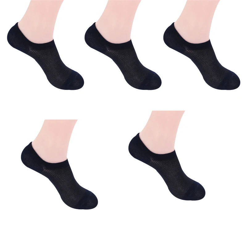 5 pairs 5 пар, мужские мягкие невидимые носки, низкие Повседневные носки из бамбукового волокна, невидимые носки для шоу, весенне-Летние Стильные HKTY, брендовые носки-башмачки - Цвет: 5 pairs