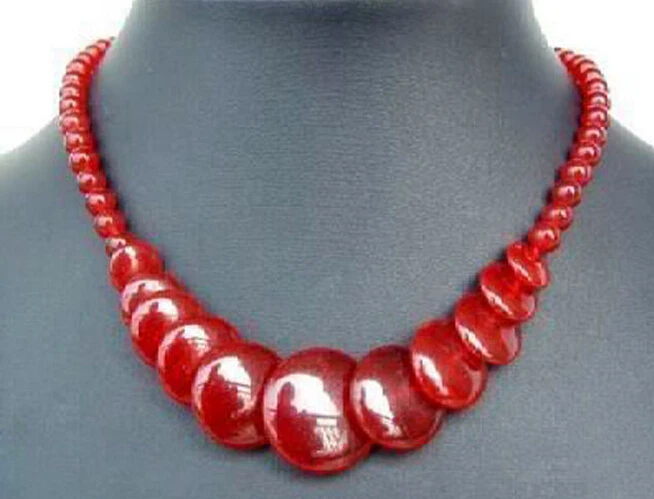 916 +++Fashion Red Ruby Beads Jewelry Necklace 17&quot |
