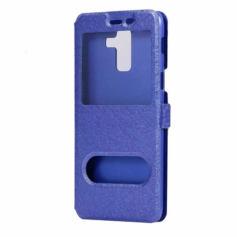 Blue Чехол для samsung Galaxy J3, J8,, j4 Plus, J6 Plus, J2 Core, кожаный чехол с двойным окошком обзора, шелковая подставка, откидная задняя крышка, чехол - Цвет: Blue