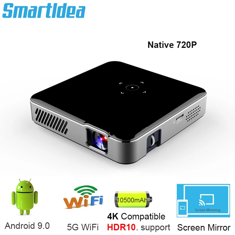 Smartldea S280 Portable Smart Projector Android 9.0 5G Wifi Proyector DLP 4K Projector 10500mAh battery Mobile Smartphone beamer best mini projector Projectors