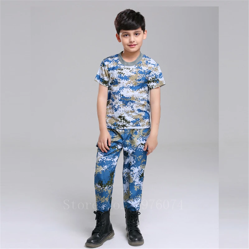 Color2 Set Военная форма для детей, комплект тактической боевой тренировочной одежды, летние детские камуфляжные уличные костюмы для охоты и армии - Цвет: Color2 Set