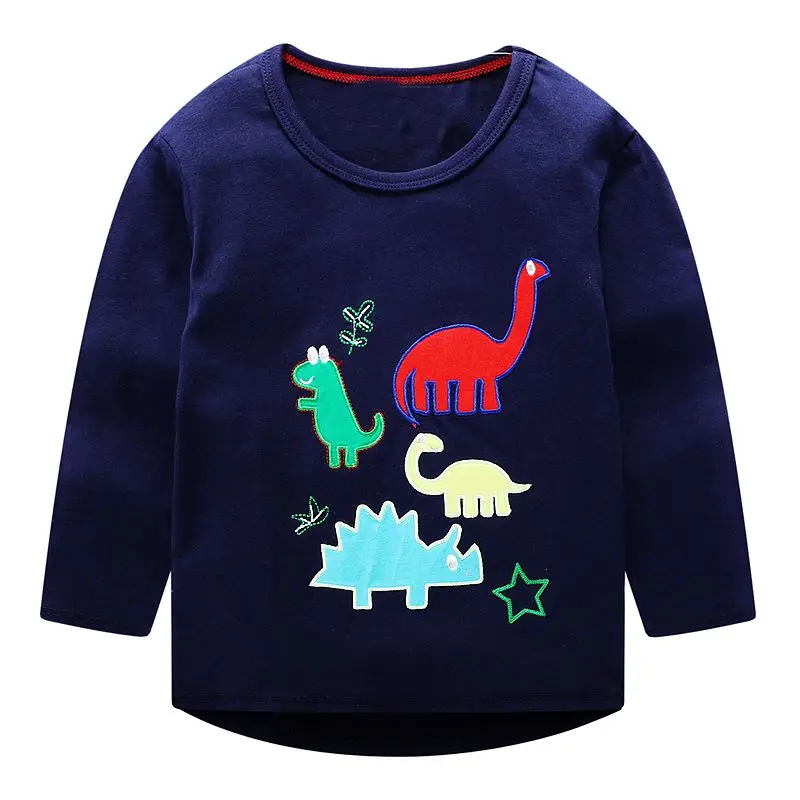 Футболки для маленьких мальчиков, одежда для детей осенне-зимняя детская футболка для мальчиков, одежда топы для малышей с изображением животных, футболка Fille - Цвет: 97