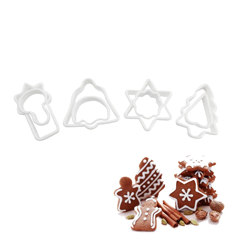 

8 Pcs Plastic Biscuit Christmas Mold Cake Fondant Mould Cookie Cutter DIY Baking Tools Mould Set