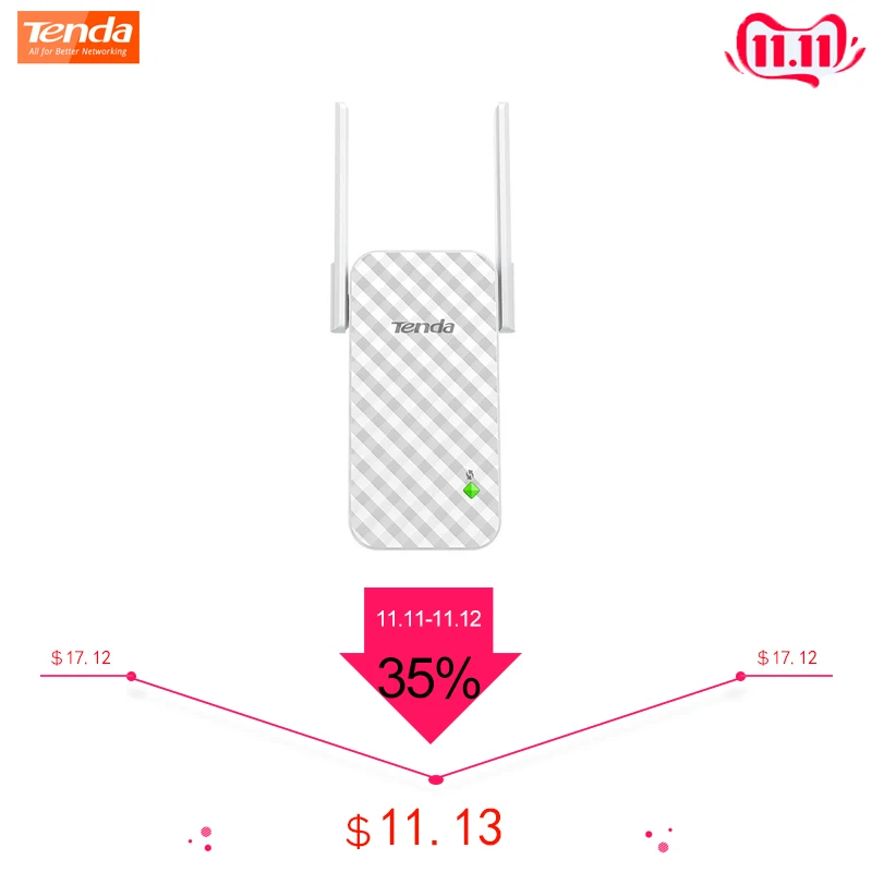 

Tenda A9 300Mbps Wireless WiFi Repeater, Wireless Router WiFi Range Extender Expander Booster,WiFi Signal Amplifier Client + AP